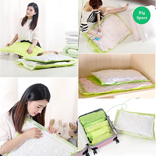 EJBOTH 10pcs Vakuum Platzsparer, Vakuumbeutel kompression Taschen platzsparend Vacuum Storage Bags [1 Manuelle Pumpe] Space Saving Resuable Sealed Plastiktaschen Aufbewahrung oder Verpackung für Kleider Bettwäsche Kissen Quilts Plüschtiere - 3
