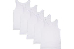 THE ESSENTIALS WARDROBE Boys 5 Pack Vests Underwear Sleeveless Kids 100% Cotton White Size 2-13 Years