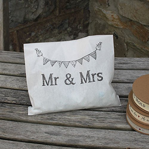 Weiße Papiertüten ‚Mr And Mrs‘ Tüte x 90 – Hochzeitsgeschenke / Sweet Candy Bar / Geschenke - 2