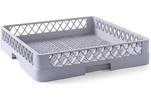 HENDI Spülkorb, Spülmaschinenkorb, Geschirrspülkorb, universal, feinmaschig, Polypropylen, 500x500x(H)100 mm, grau