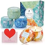 LA BELLEFÉE Coffret Bougies Parfumées Les Quatre Saisons Bougie à la Cire de Soja Naturelle Idée Cadeau pour Anniversaire Mariage et Décoration pour l'Intérieur - Heure Durée 30h x 4