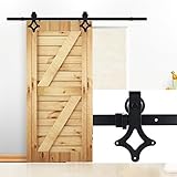 Rail Coulissant Porte, Kit de Porte Coulssante Poulie Rail Pliable Grande Roue Noir pour Porte Coulissant Porte Suspendue en Bois Cloison Grange Armoire(200CM-Losange)