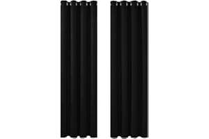 Deconovo Tende per Interni Oscuranti 2 Pezzi 245 CM Altezza, Tende Camera da Letto Coprente Moderne con Occhielli, 140x245 CM (Larghezza x Altezza), Nero
