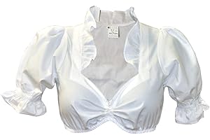 Alpin-Trachten Dirndlbluse Stehkragen Jenny Weiß