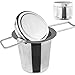 Produktbild OneChois Edelstahl Teefilter mit Deckel, Extra Feines Sieb, Um Lose Blätter Tee und Kaffee zu filtern, Klappgriffe Zum Aufhängen an Teekannen, Tassen, Tassen mit Geschenkbehälter
