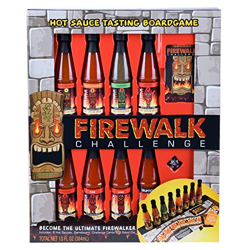 Modern Gourmet Foods, Set Regalo Firewalk Challenge, 48 grammi ciascuno, Include 8 Salse Piccanti Diverse, Tavola da Gioco, Carte Sfida e Dadi a 8 Facce
