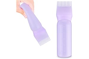 WLLHYF Root Comb Applicator Bottle 6 Ounce Hair Oil Applicator 1 Pack Applicator Bottle Brush with Graduated Scale Hair Root Comb Color Applicator for Hair Dye (Purple)