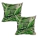 Produktbild Luxbon 2 Stück Dschungel Sago Cycas Blatt Dauerhaft Leinen Kissenbezug mit Reißverschluss Sofa Büro Dekokissen 45x45 cm Grün