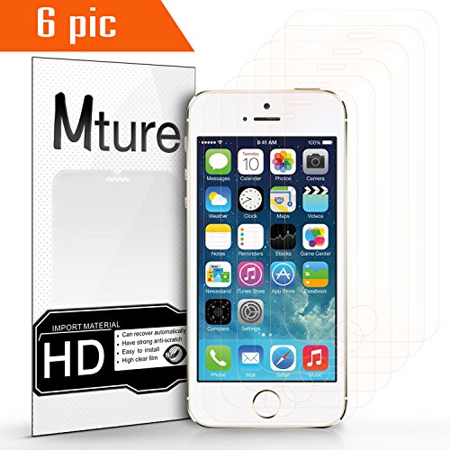 6-pack iPhone SE Schutzfolie Mture Displayschutz für iPhone SE /5/ 5S /5C Transparent Schutzfolie Screen Protector Ultra Klar Film Stressfreie, Blasenfreie Installation, Anti-Fingerabdruck High Definition LCD Displayschutzfolie (HD Clear) - 2