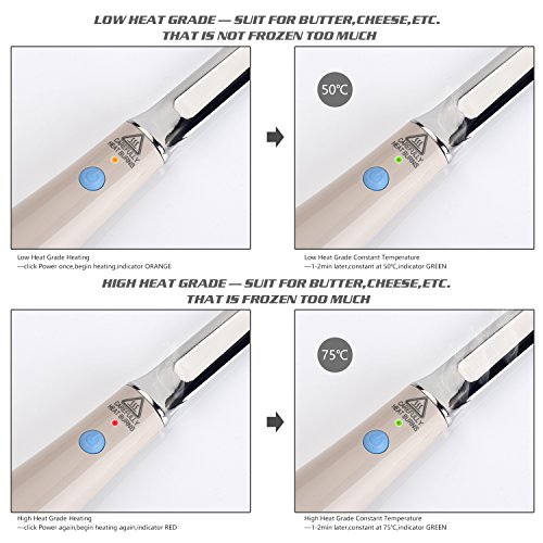 Elektronisch Käsemesser, MagicLux Tech Automatische Heizung Buttermesser Spachtel für Schmelzen/Schneiden/Ausbreitung Butter Käse Honig Marmelade Eiscreme, Edelstahl Küchenmesser für Frühstück Abendessen (Grau) - 4