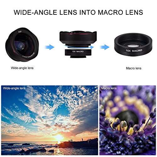 HD Handy Objektiv Set - Luxsure 2 in 1 Weitwinkelobjektiv + 15x Makro Objektiv fÃ¼r iphone x/8/7 plus/7/6s/6s plus, Objektiv fÃ¼r Samsung s8/s6/s7 Most Android Smartphone