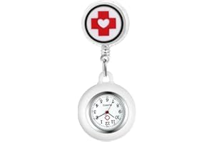 Avaner Montre Infirmière à Clip Rétractable: Montre de Poche pour Blouse avec Cordon Extensible, Cadran Lisible, Coque Silicone Détachable - Idéal Cadeau pour Personnel Médical
