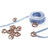 Die Brezenanhänger sind vielseitig verwendbar, z.B. als Kette oder Armband zur Tracht, als Tisch-Deko, zum Aufhängen im Raum oder als Streudeko. Auch zum Anhängen an Geschenke sind die Brezen ein schöner Hingucker.