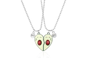 QIUJUNDE 2 Stück Grün Avocado Freundschaftskette Set für Kinder Mädchen Paare Pärchen,Herz Damen Kette Anhänger Freundschaft Ketten Haslkette Schmuck Geschenke für für BFF Beste Freunde Freundin Geburtstag