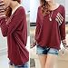 Minetome Women Plaid Checked Long Sleeve Round Neck Loose Shirt Blouse Tops ( Red )