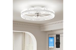 VOLISUN Ventilateur de Plafond avec Lumière et Télécommande, 6 Vitesses de vent et Ventilateur de Plafond avec Lumière Dimmable, LED Ventilateur Plafond Silencieux pour Chambre et Salon (Blanc, 40 cm)