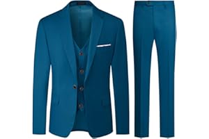 Allthemen Abiti da Uomo 3 Pezzi Regular Fit Abito da Cerimonia Formale Abito da Lavoro con Un Bottone