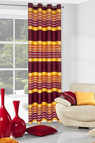 Eurofirany ZAS/Eric/POMA Tenda Eric con Occhielli, a Righe, 140 x 250 cm, Colore: Arancione