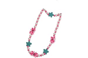 BELLAMIRA LIFESTYLE ACCESSORIES 2 Piece Wooden Beads Necklace and Bracelet Set For Girls - Love Pink Turquoise Heart Dragonfly Ladybird Butterfly Daisy Flower - Loot Bags Goody Bag Filler - Birthday Christmas Gift