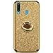 Produktbild Jinghuash Kompatibel mit Huawei P30 Lite Glitzer Handyhülle Luxus Kristall Bling Glänzend Strass Diamant Hülle mit 360 Grad Ring Ständer Ultradünn Stoßfest TPU Silikon Tasche Schutzhülle-Gold