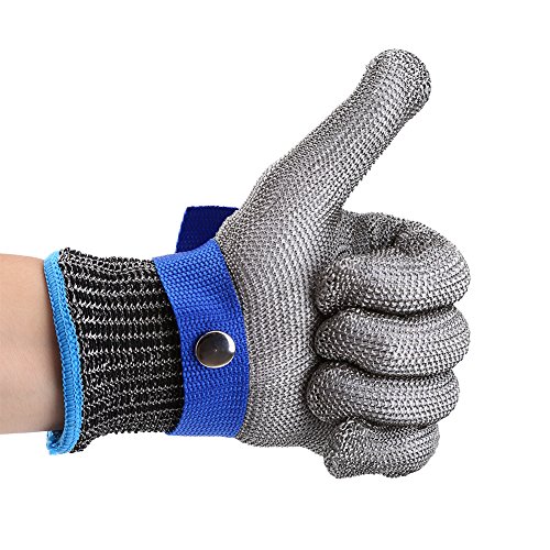 Schnittschutzhandschuhe Handschuhe Schnittfest aus Edelstahl Metall Netzgewebe 1 Stück Passend für Beide Rechte und Linke Hand Schutzgrad 5 (L) - 5