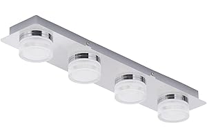 LITECRAFT Bolton Bathroom IP44 Rated LED Ceiling Light - Polished Chrome (4 Light, Spotlight Bar)