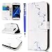 Produktbild EUWLY Lederhülle für [Samsung Galaxy S7], Ledertasche Handytasche Lederhülle Tasche Wallet Hülle im Bookstyle Handyhülle für Samsung Galaxy S7 - Vintage Marmor Stein Marble Malerei PU Leder Flip Tasche Wallet Case Klapp Schutz Handy Hülle Brieftasche Ledertasche Schutzhülle Etui Schale Magnetverschluss Hülle Handyhülle Kartenfächer Standfunktion für Samsung Galaxy S7 + Blau Eingabestift-Marmor Muster Weiß