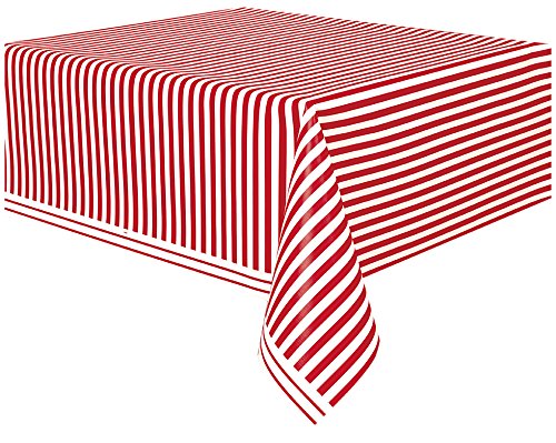 Generique - Mantel de plástico Rayas Rojas y Blancas 137x274 cm