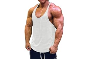 Muscle Cmdr Men's Bodybuilding Stringer Tank Tops Y-Back Gym Fitness Workout Training Running T-Shirts Athletic Quick Dry Top