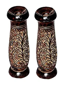 Nabil Creation Wooden Flower Vase Wooden Flower Pot for Home Decorative Items Wooden vases for Home Decor Flower vase Big 12 inches Size Set of 2 Vase and Free Key Chain