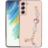 Spia Samsung Galaxy S21 FE ile uyumlu Kılıf Pembe Chain Kapak Dayanıklı Darbe Karşıtı Koruyucu Tasarım (Samsung Galaxy S21 FE