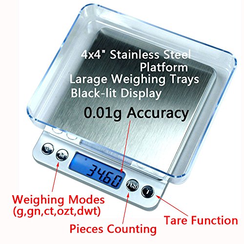 Apgstore 500g /0,01g Digitalwaage Taschenwaage Küchenwaage Feinwaage für Schmuck Gold Mützen - 6