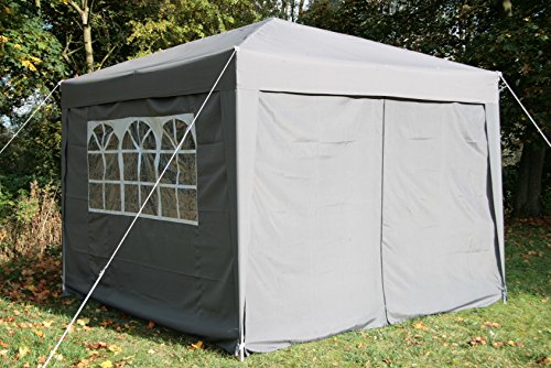 Airwave Pop-Up Pavillon, 3 x 3 m, grau, wasserfester GartenPavillon, 2 Windstangen und 4 Gewichte für die Beine - 4