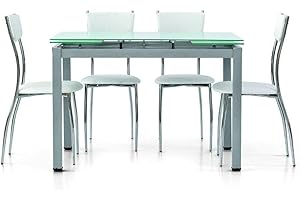 Spazio Casa Tavolo in vetro rettangolare allungabile - 110 x 70, Grigio