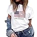 Produktbild Moserian Damen modische lose amerikanische Flagge Kurzarm bedrucktes T-Shirt Top Bluse