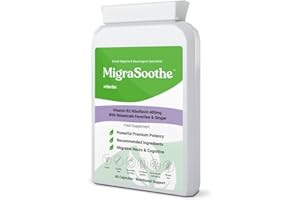 BESPOKE BIOTICS Migraine Relief Feverfew + Ginger + Vitamin B2 Riboflavin 400mg per Capsule - Migrasoothe + Herbs NHS Recommended Ingredients UK Made Stress, Headaches Tremors & Energy Vegan. Vitamin B2 400 [60]