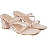 NZS Women’s Block Heel Slip-On Sandals – Stylish Heel Party Footwear Heels with Cross Strap Design
