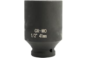 Flewdart douille longue 41mm 1/2" 6 pans, coffret douille longue a choc 1/2 41 mm, 78mm Longue, Acier Chrome-Molybdène CR-MO (41mm)