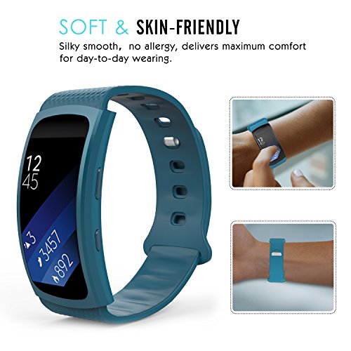 MoKo Samsung Gear Fit2 Correa  Fit 2 Pro Pulsera Deportiva Silicona Suave Reemplazo Sport Band para Samsung Gear Fit 2 SM-R360 Smart Watch  Azul Oficial  3 Piezas de Bandas incluido para 2 Longitudes 