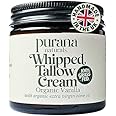 Whipped Tallow Cream - Grass-Fed, Halal Beef Tallow Skincare with Organic Olive Oil - Seed Oil Free, Face & Body Moisturiser for Dry Skin & Eczema Relief (Organic Vanilla)