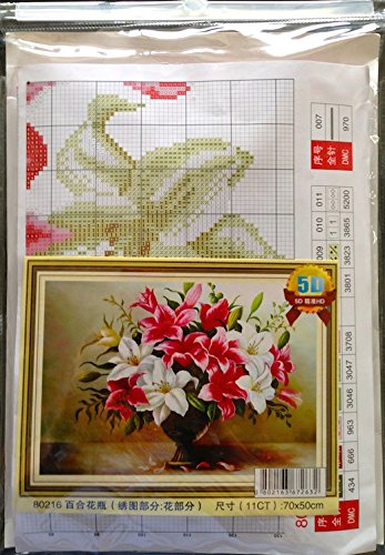 Stickpackung Lilien 37×56 cm Kreuzstich Lilium Lily Blumen Stickbild DIY #80216 Vorgedruckte Vorlage Stickbild - 5