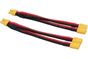 BDHI 2pcs XT30 Parallel Battery Connector 2-Male to 1-Female Adapter Cable for RC Multicopter Quadcopter(B139-2)