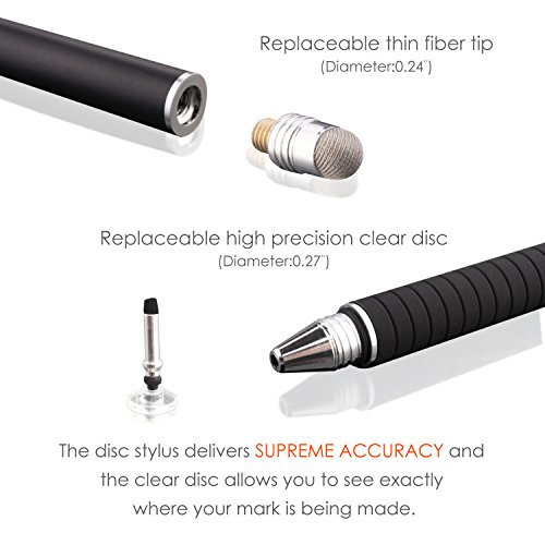 Dimples Excel Präzision Stylus pen Eingabestifte for Ipad Pro Kindle Tablet Touchscreen Smartphone mit Ersatzspitzen (Schwarz + Silber) - 2