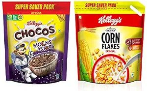 Kelloggs Combo, Kelloggs Chocos Moons and Stars 1.2 kg Pouch and Kelloggs Corn Flakes Original, 1.2 kg