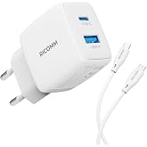 Ricomm 25W GaN USB-C + USB-A Şarj Aleti PPS PD iPhone, iPad, Samsung, Xiaomi Uyumlu Hızlı Şarj Cihazı + 2 Metre Type-C 60W Şa