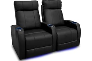 VALENCIA THEATER SEATING Valencia Syracuse Home Theater Seating | Premium Top Grain 9000 Leather, Power Recliner, LED Lighting (Row of 2)