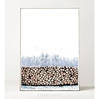 Kunstdruck / Poster IN THE FOREST °2 -ungerahmt- Landschaft, Holzstapel, Winter, Schnee, Tannen, skandinavisch, nordisch