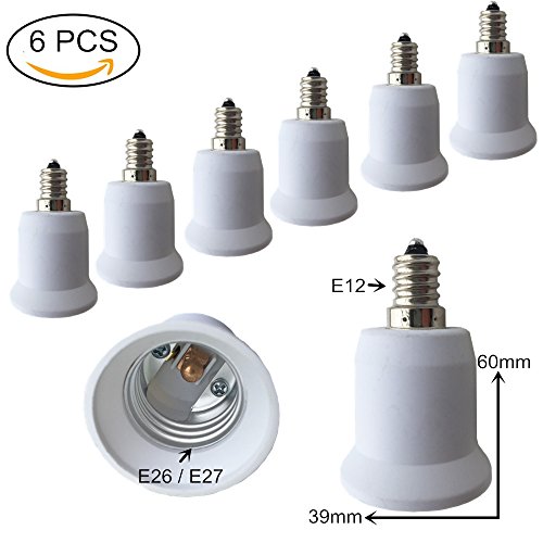Eleidgs 6 PCS E12 auf E27 / E26 Adapter - Kronleuchter Sockel (E12) to Mittelsockel (E26 / E27) Konverter
