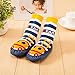 Moolecole Baby Boy Toddlers Kids Indoor Slippers Shoe Socks Moccasins ANTI SLIP Blue Steam Train 17cm