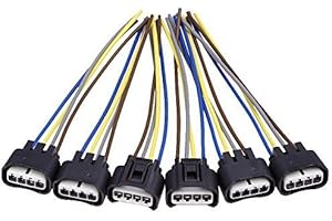Saihisday 90980-11885 Ignition Coil Connector Plug Harness Replacement for Toyota Lexus 4-Way Female (Pack of 6)